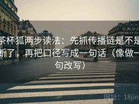 茶杯狐两步读法：先抓传播链是不是断了，再把口径写成一句话（像做一句改写）